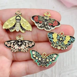10pcs Enamel Butterflys Moth Hard Charm For Insect Plant Earring Bracelet Phone Chains Pendant Accessory, For Diy Jewelry Making