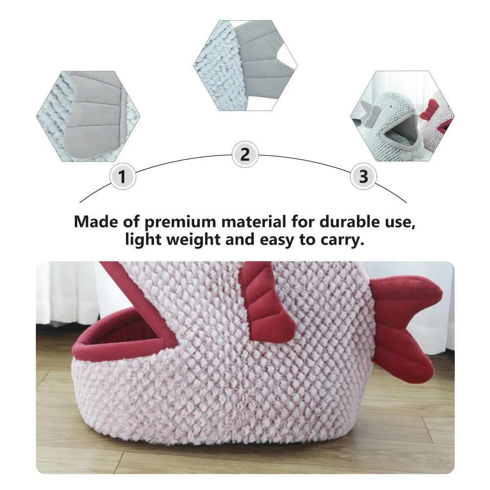 

1Pcs Fish Shaped Cat Bed for Small Dogs Cats Hedgehog Puppy Winter Warm Pet Nest with Semi-Enclosed Design Cozy Sleeping