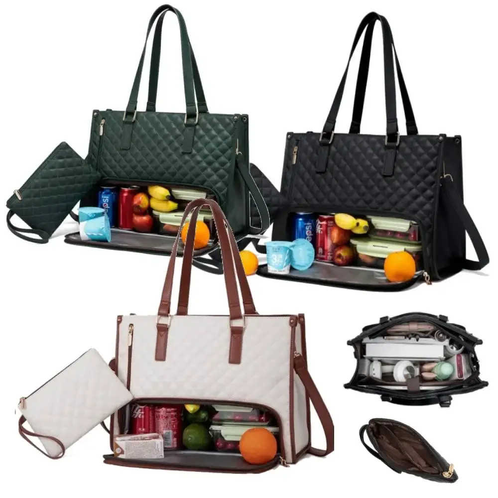 Lunch Bag for Women 15.6 Inch 2-in-1 Lunch Tote Bag Combo Laptop Bag with Insu