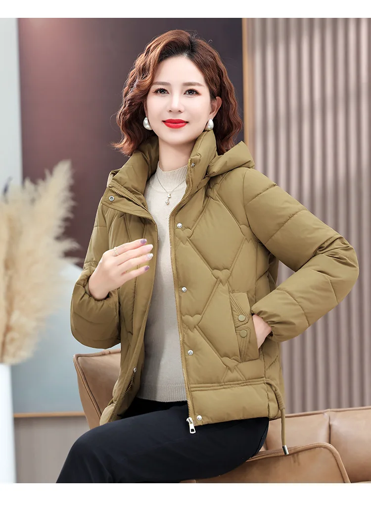 Winter Warm Thick Hooded Puffer Coat for Women L-4XL Windproof Russian Cold Weather Snow Jacket Middle Aged Mom Outerwear Cozy
