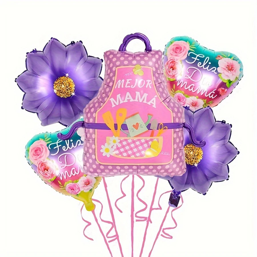 5pcs Mother\'s Day Decoration Balloon Set  Sunflower Flower Basket Trophy Balloons Home Decor