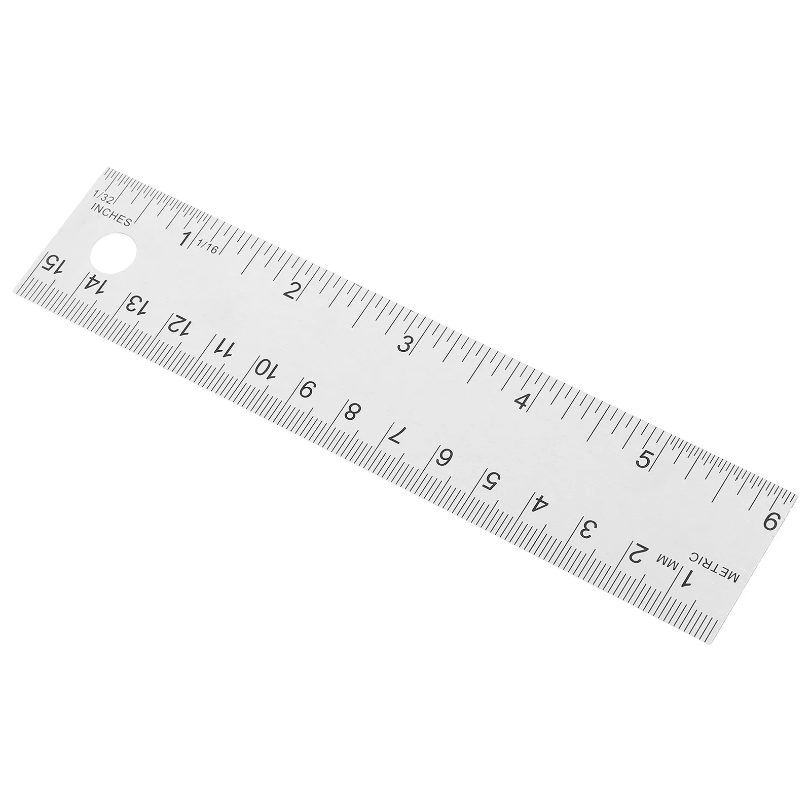 Cork Backed Stainless Steel Ruler 15Cm 6 Inch Metal Measuring Tool Dual Scale Inch Centimeter Office School Engineering