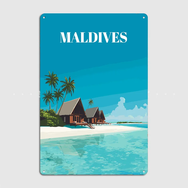 Maldives Tropical Beach Resort Poster Metal Sign Room Decor Wall Custom Bedroom Indoor Home Wall Decor Posters Room Decoration