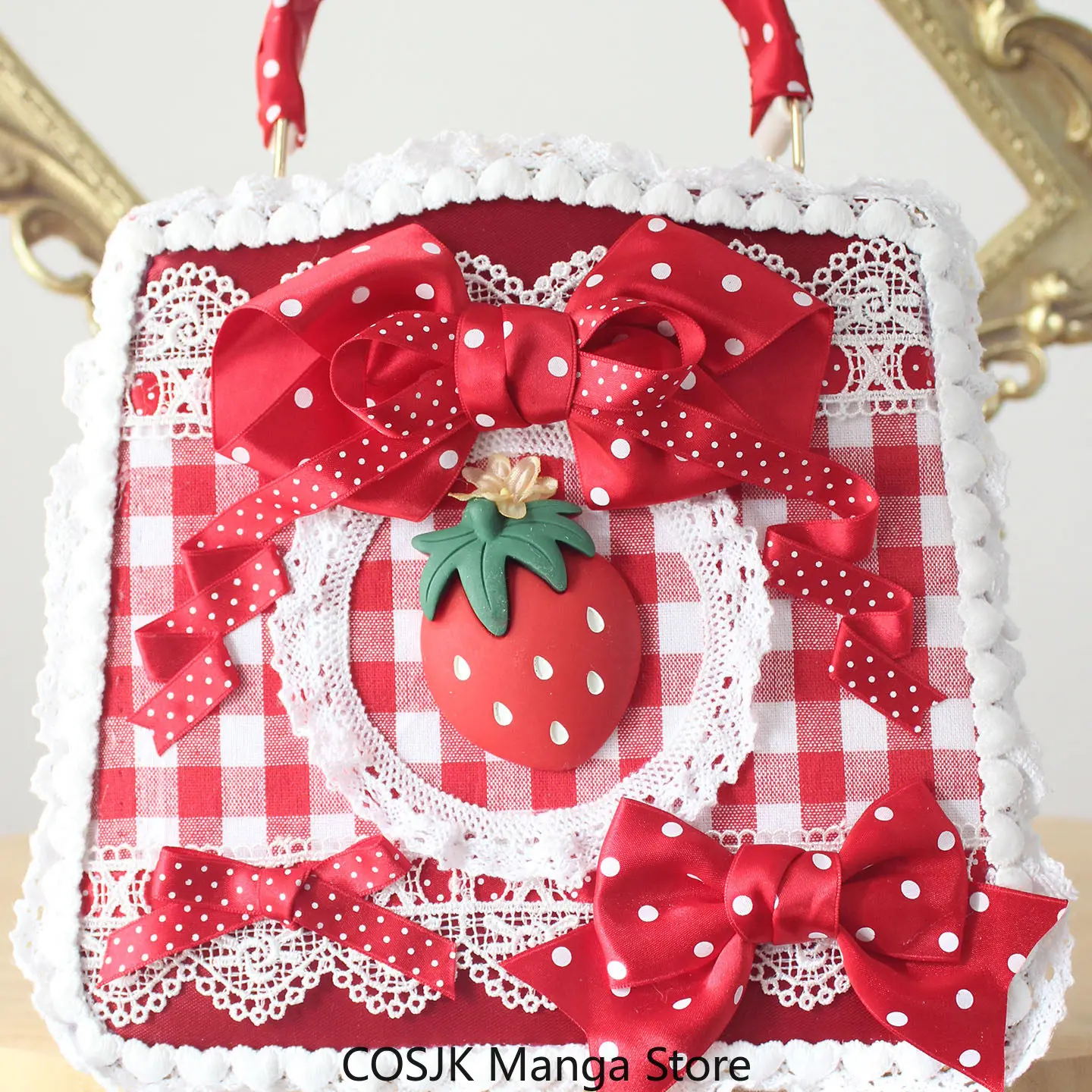 

The Freak Circus Strawberry Pastoral Style Handbag Lolita Handmade Crossbody Bag Outfit Party Lolita Accessories Cosplay Gift