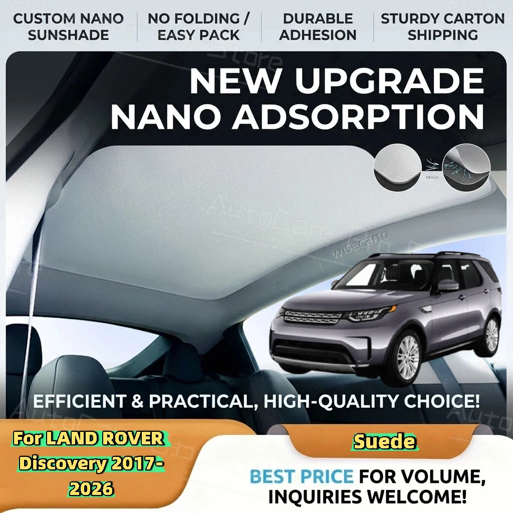 Car Suede Fabric Anti-uv Electrostatic Adsorption Sunroof Sunshade For LAND ROVER Discovery 2017-2026 Heat Insulation Skylight