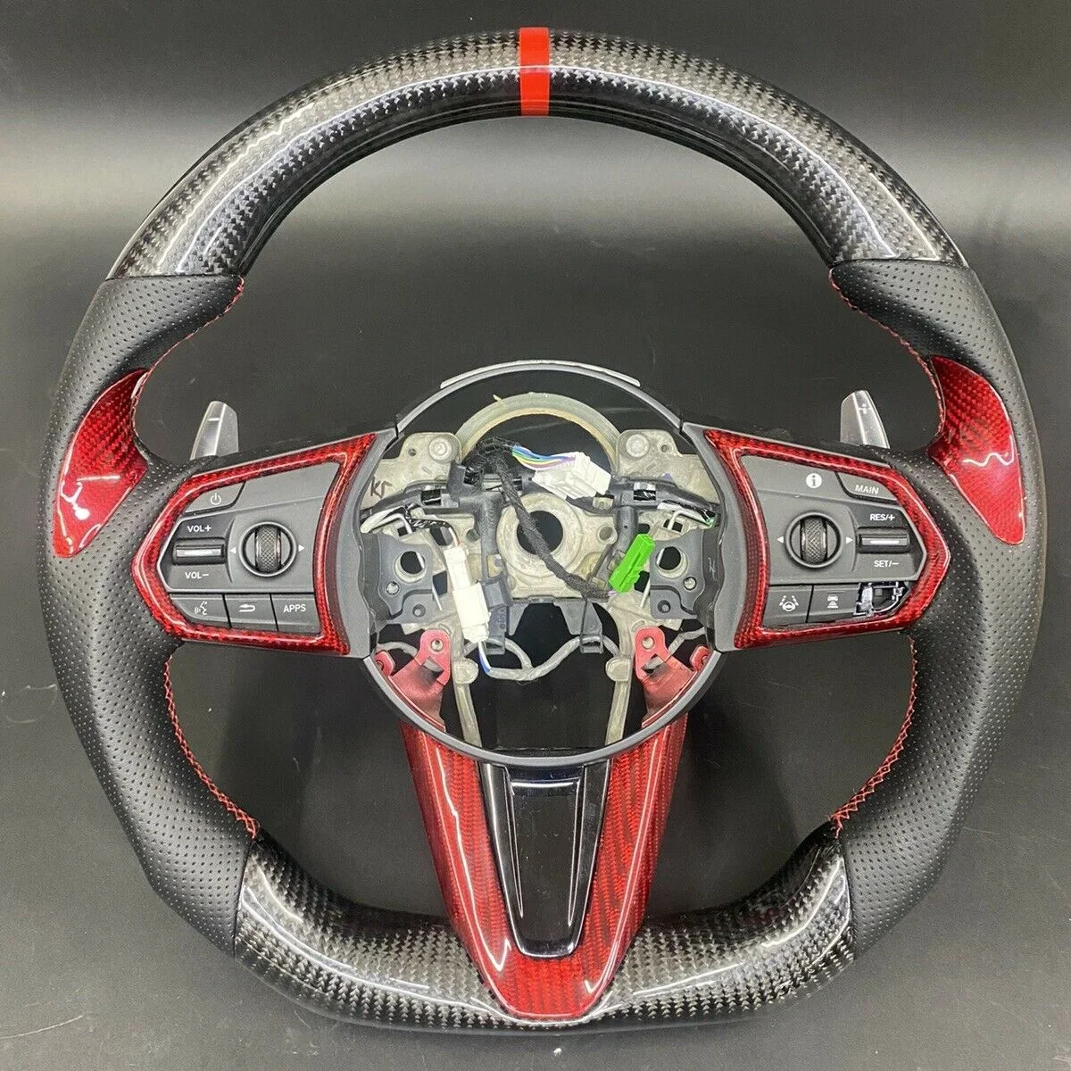 For 2019 Acura RDX Carbon Fiber Steering Wheel Black Leather