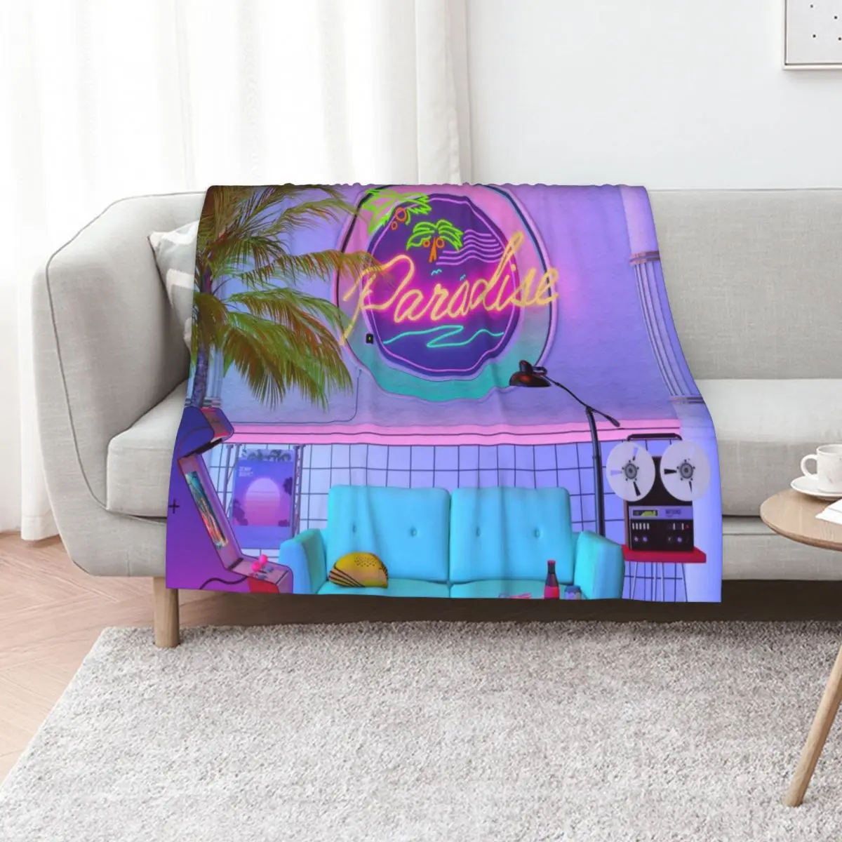 Paradise Wave Throw Blanket Sofa Throw Luxury Throw warm winter Flannels funny gift Cute Plaid Blankets