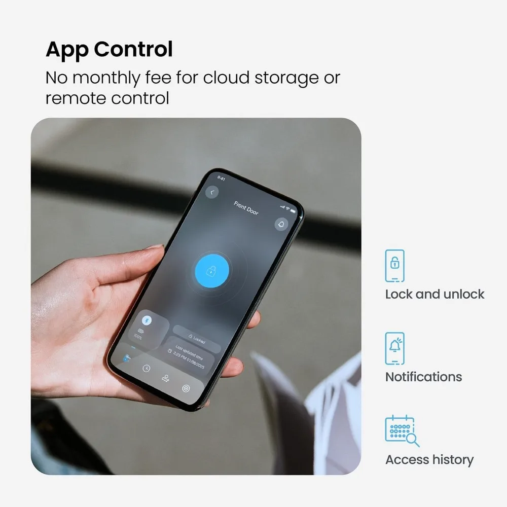 กุญแจล็อคประตูแบบไร้กุญแจ Secure Plus, ระบบล็อคอัจฉริยะสำหรับประตูหน้าบ้าน, ระบบล็อคแบบเดดบอลท์อัจฉริยะ, PIN Genie ®   แป้นพิมพ์, เครื่องสแกนลายนิ้วมือไบโอเมตริกซ์ 3 มิติ