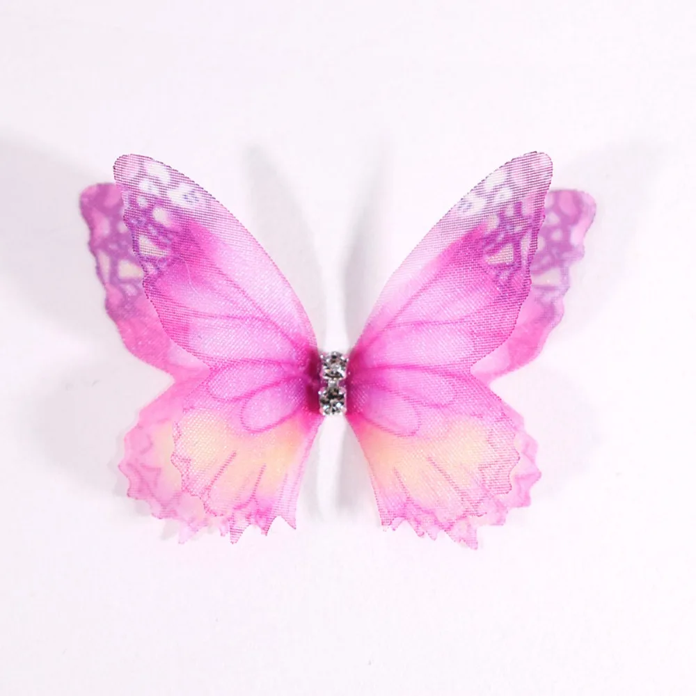 

50Pcs 3D Organza Fabric Appliques Double-layer Translucent Chiffon Embroidered Patches Gradient Color Clothes Sewing Patch