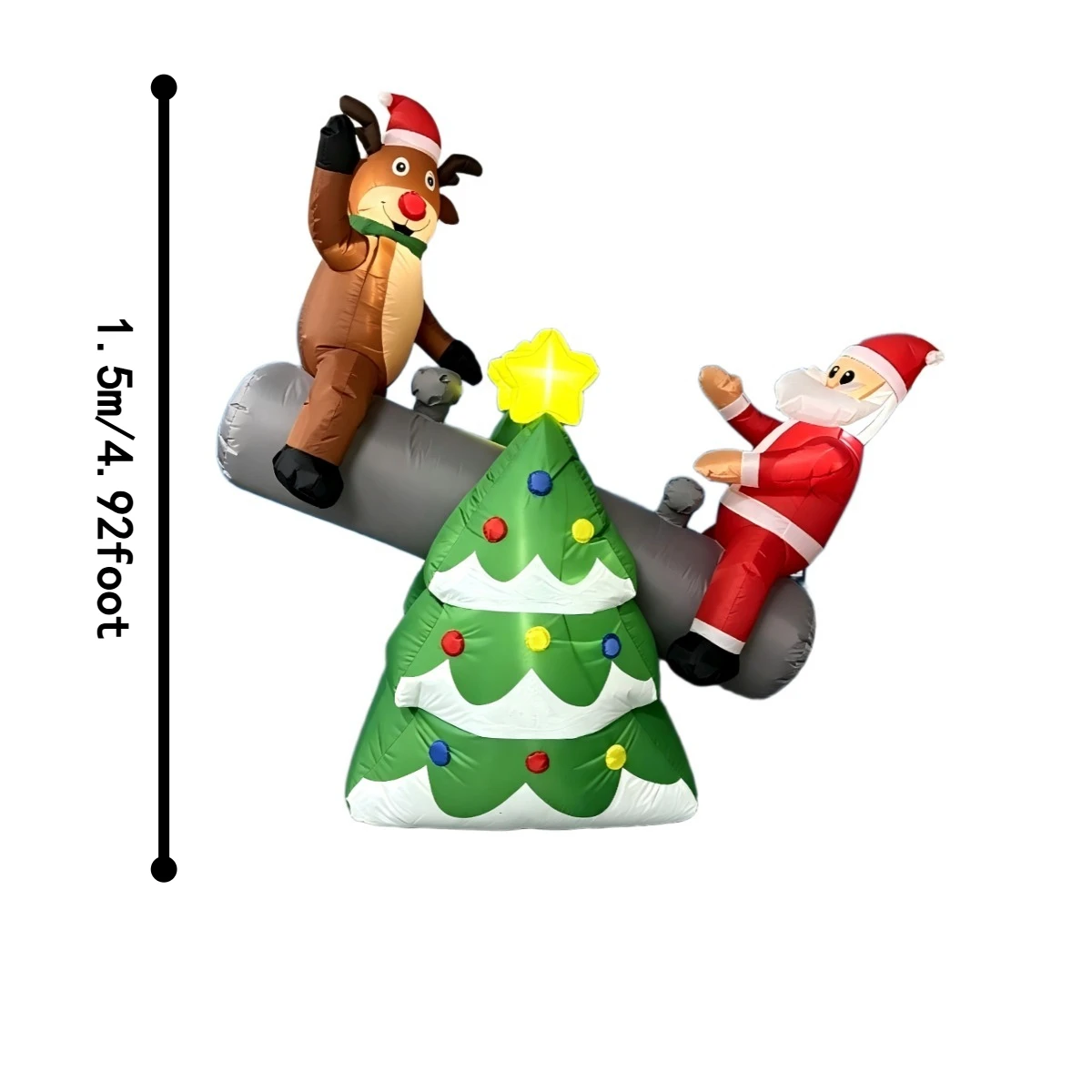 Christmas Inflatable Toys Light Up Santa Reindeer Seesaw Yard Display Outdoor Holiday Decorations