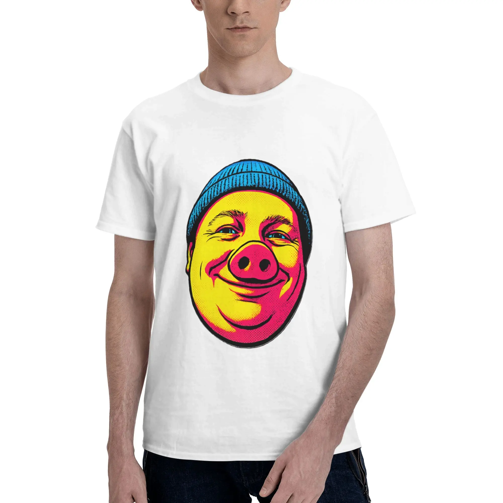 Custom Male John pork is calling T Shirts Short Sleeve Cotton Tshirts Classic T-shirt Leisure Funny Pig Tees Slim Fit Clothes