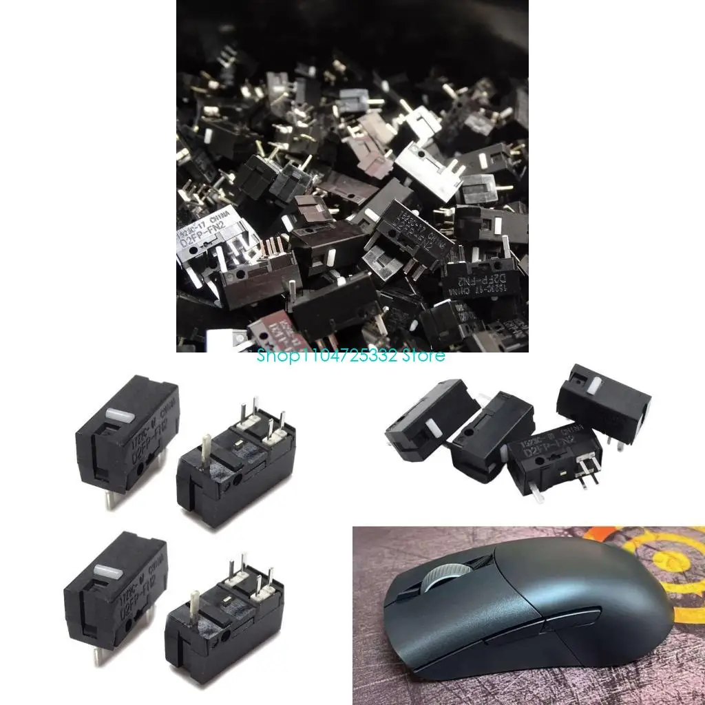 4Pcs Optical Mouse MicroSwitch D2FP-FN2 Mouse Button Fretting Switches for ROG III Point 36K ROG Chakram X Black 50 Million