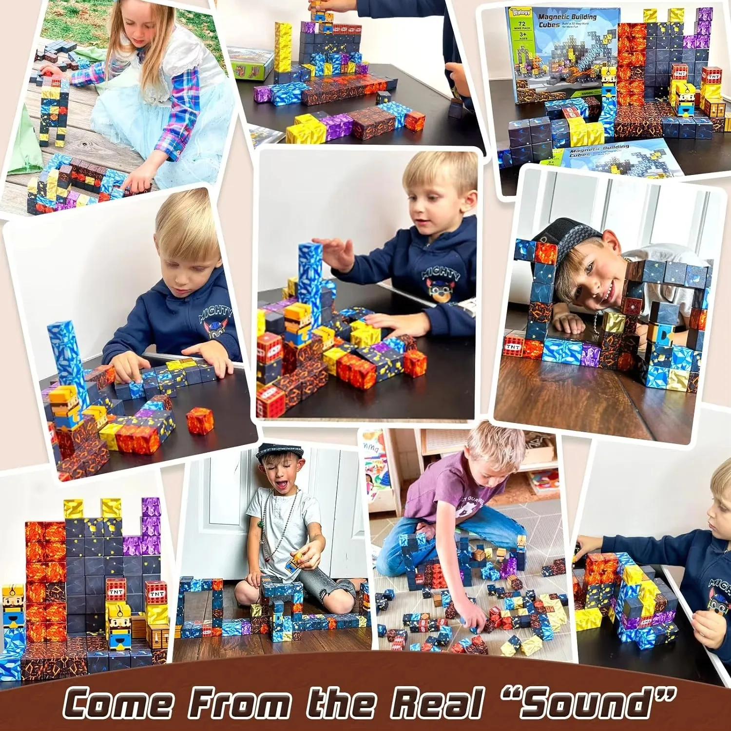 51~219pcs Magnetic Blocks-Build Mine Magnet World Set for Boys & Girls Age 3+, Sensory Toys for Toddlers Gifts Construction Toys