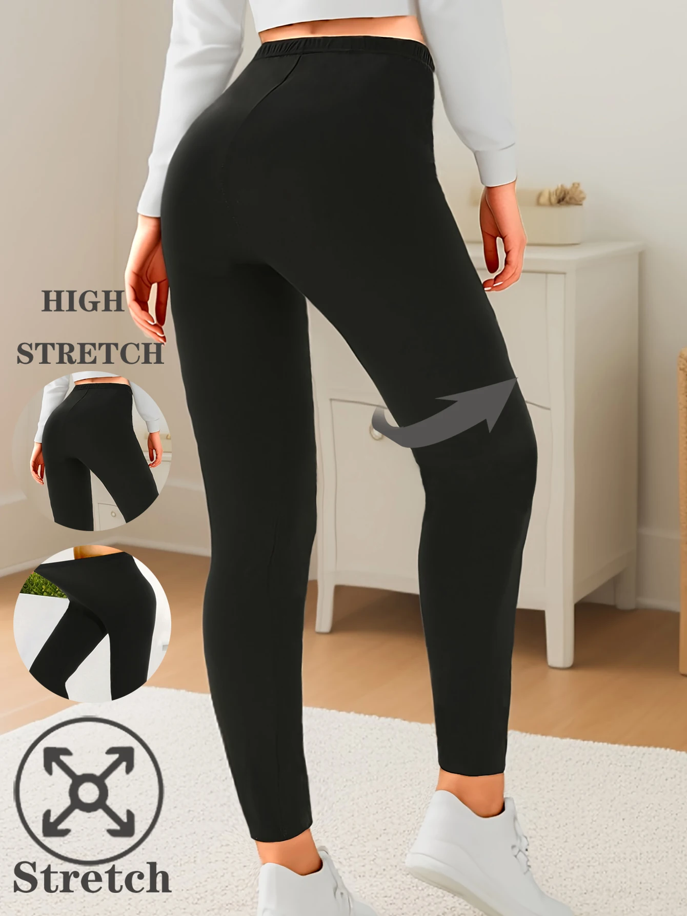 Women Multi-Color Solid Color Elastic Leggings Soft Slim Fit Tight Pants Casual Exercise Yoga Running Cropped Pants