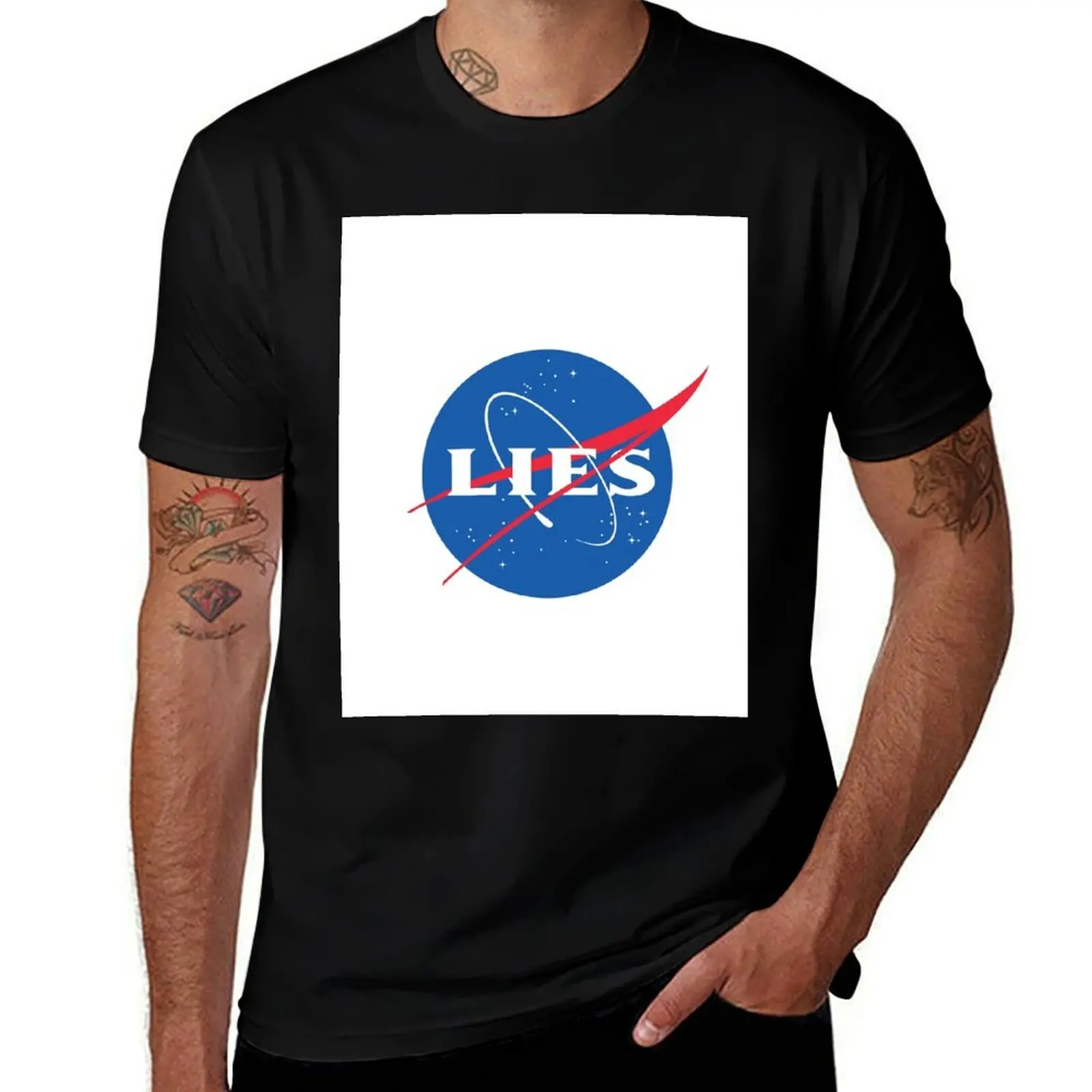 

NASA / LIES (Flat Earth merch) T-Shirt tees rapper graphic tees quick drying plus size men clothing