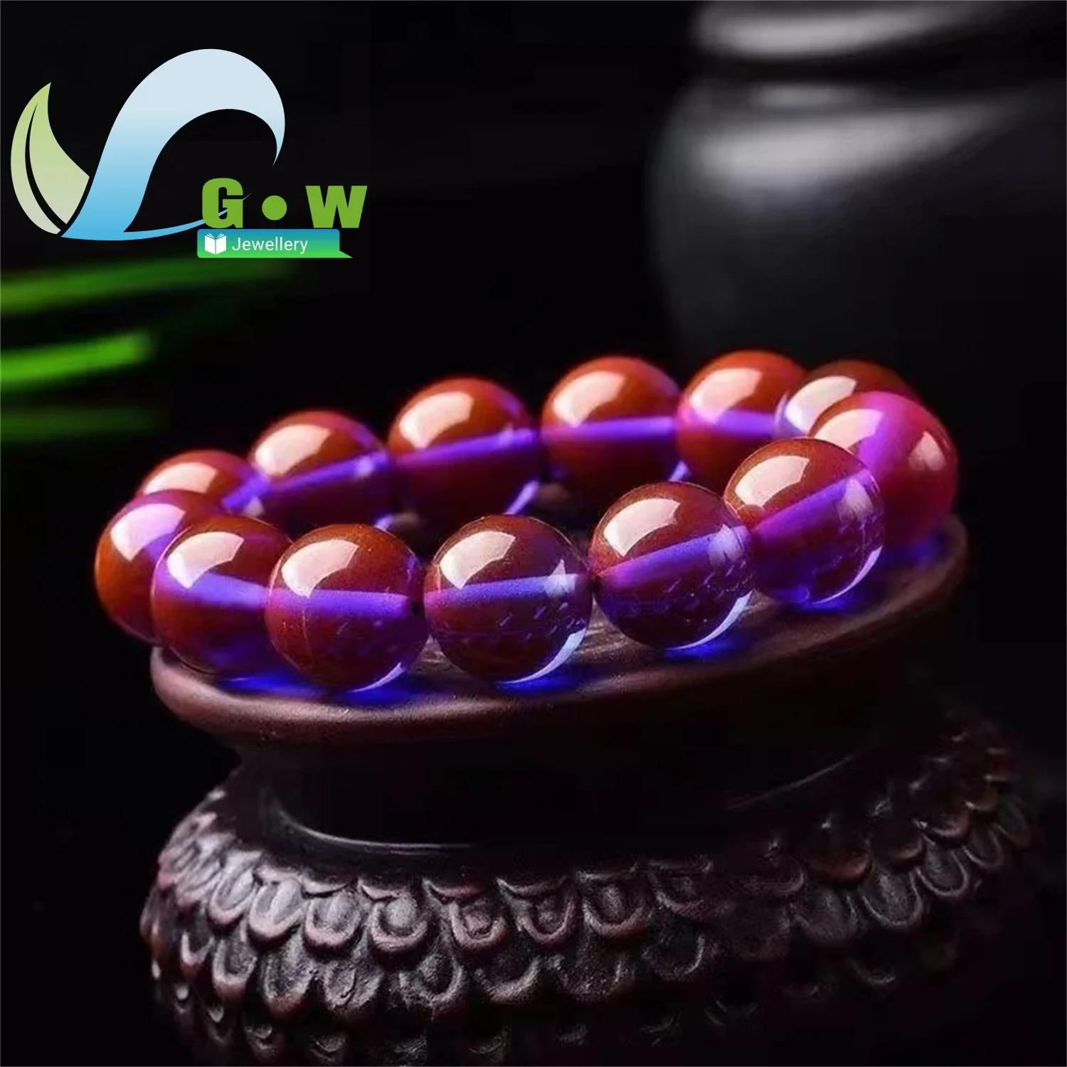 Natural Blue Amber Bracelet Light Color Changing Beads Blue Elf Style Photochromic Baltic Amber Buddhist Mala Unisex Jewelry Who
