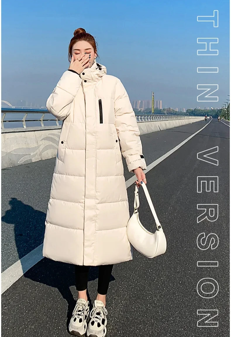 Zimowa nowa luźna brytyjska kurtka z podszewką z bawełny, damska oraz długa koreańska, gruba kurtka z podszewką z bawełny