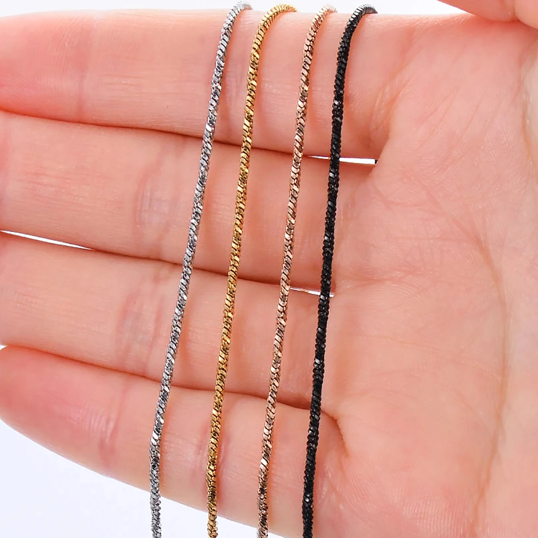 

Punk Twisted Square Snake Chains Necklace for Men Women Stainless Steel Width 0.9/1.2/1.5mm Daily Fashion Jewelry Gift