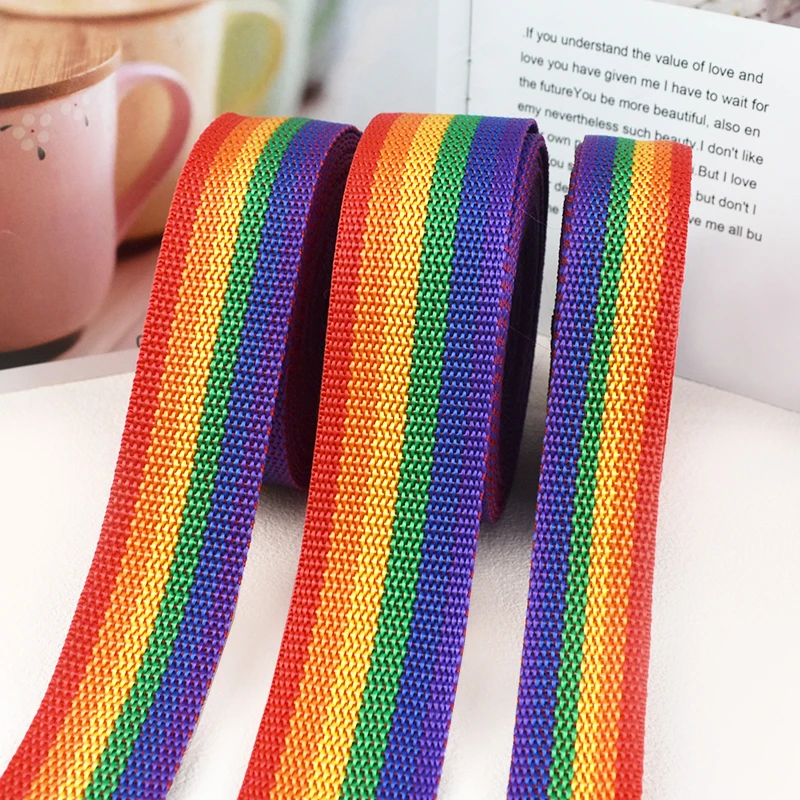 4/8/10M 20-50mm Regenbogen Polyester PP Gurtband Nylonband zum Nähen von Taschen, Gepäckgurten, Dekorband, Schrägband, Bindungszubehör – Detail 15