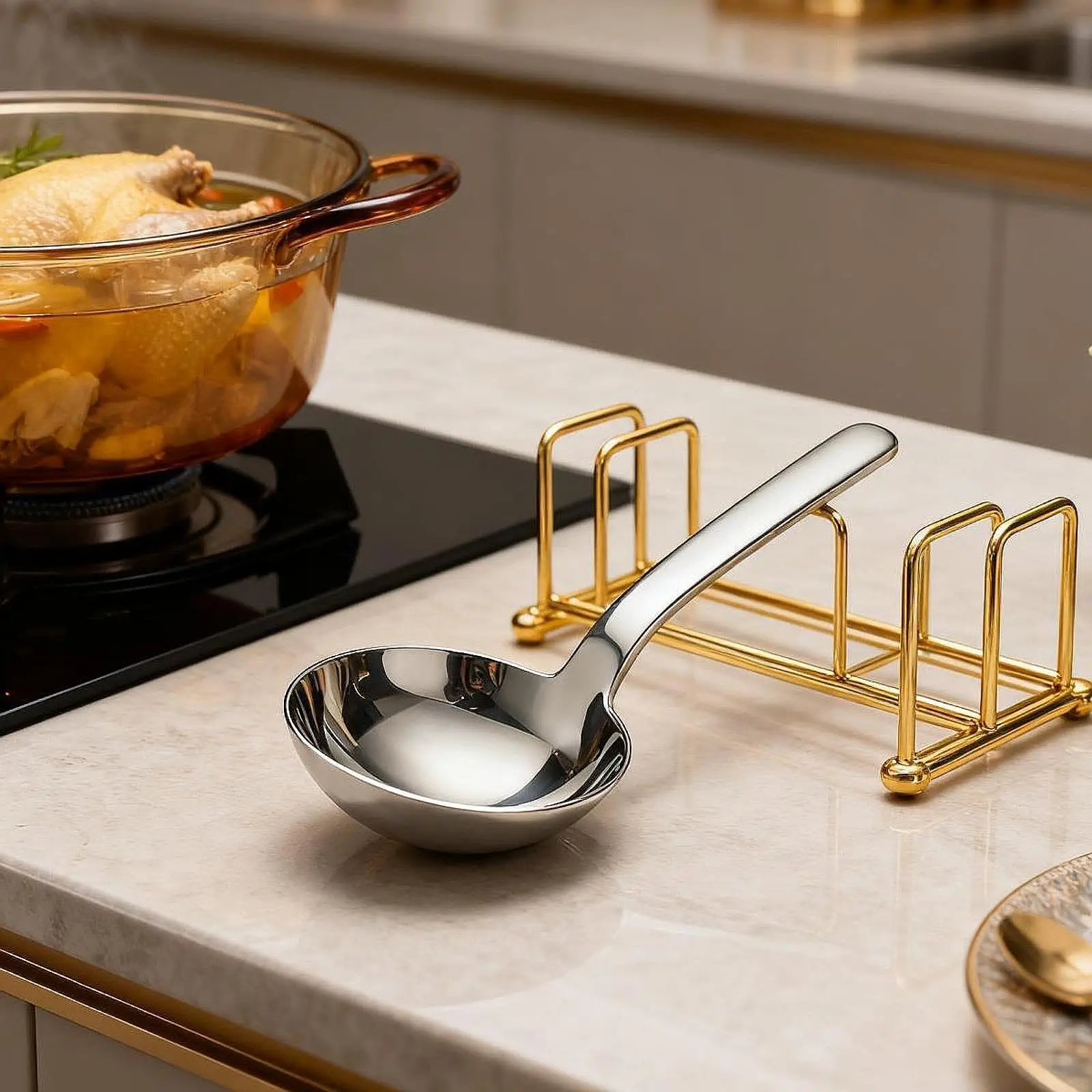 Picture 5: Deep Soup Spoon Soup Ladle Stainless Steel Heavy Duty Short Handle Gravy Spoon