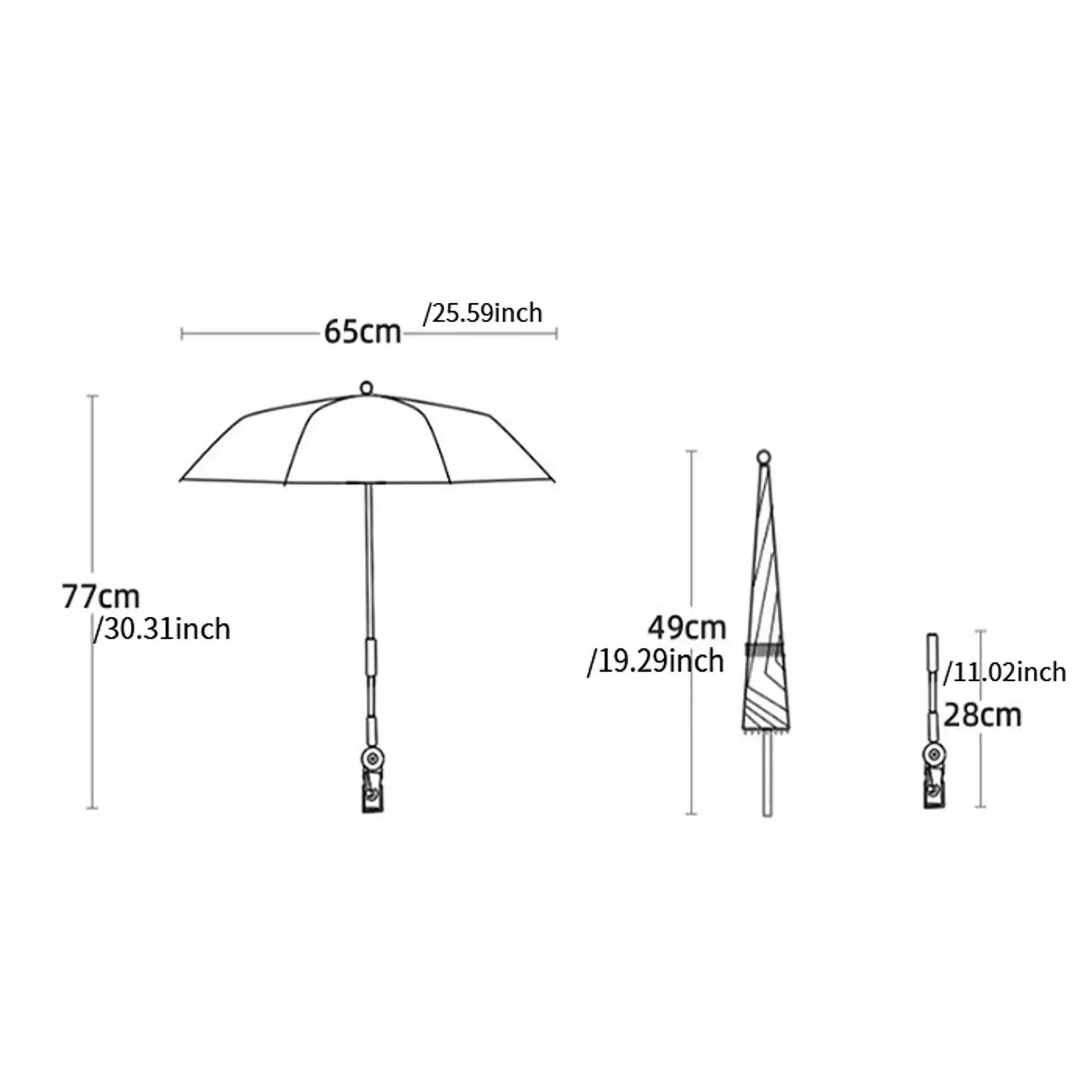 Baby Stroller Parasol with Clip on Lightweight Modern Folded Canopy Shade Pushchair Umbrella for Travel Kids Trolley