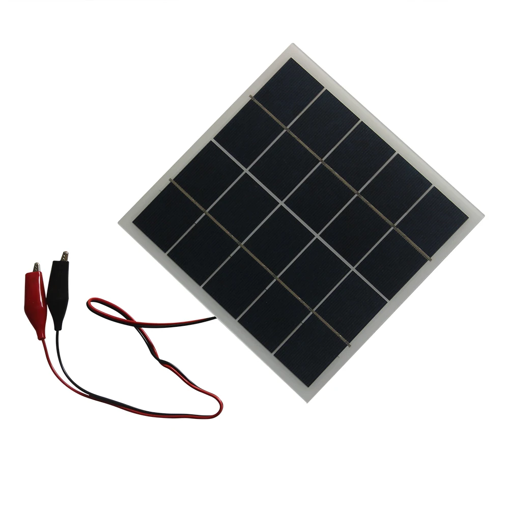 8W/6W/4W 5V Polykristallijne Zonnepaneelcel Met Clip Zonnelader voor Opladen 3.7V-5V Batterij Systeem Licht Speelgoed Fan Studie