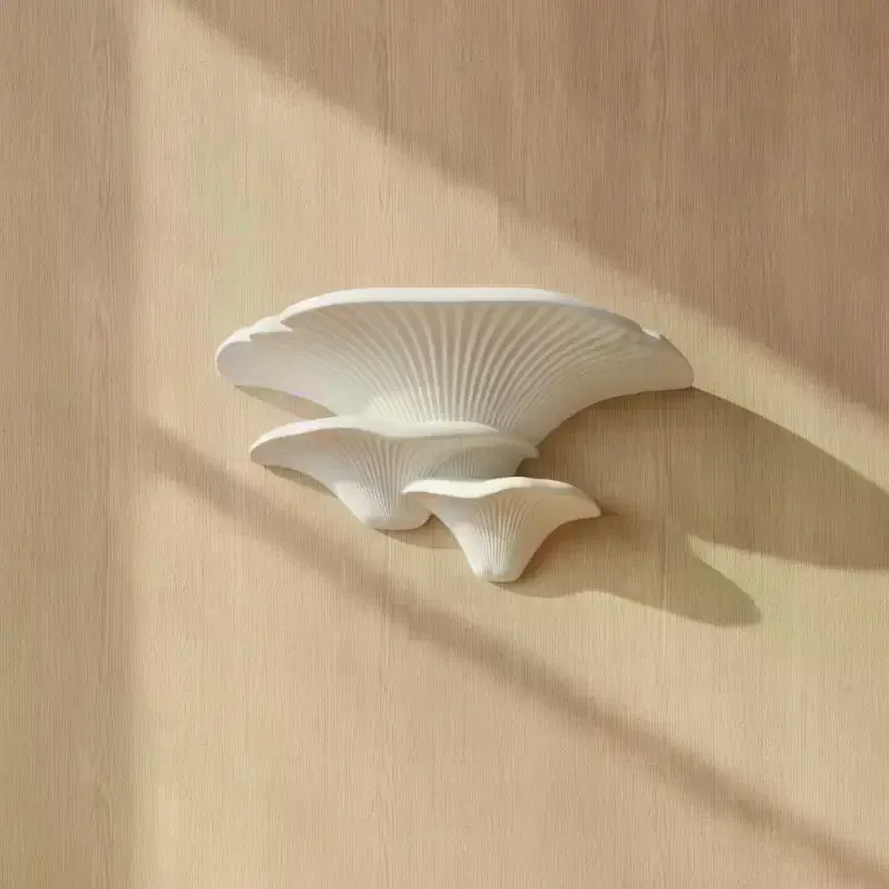 White Mushroom Shaped Wall Decoration Stand 3D Printed Multifunctional DIY Storage Rack Cute Home Decor