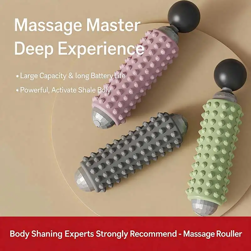 JianYouCare Yoga Portable Mini Electric Massage Stick Vibrating Muscle Massage Ball Roller 2-in-1 Portable Full-Body Foot relax