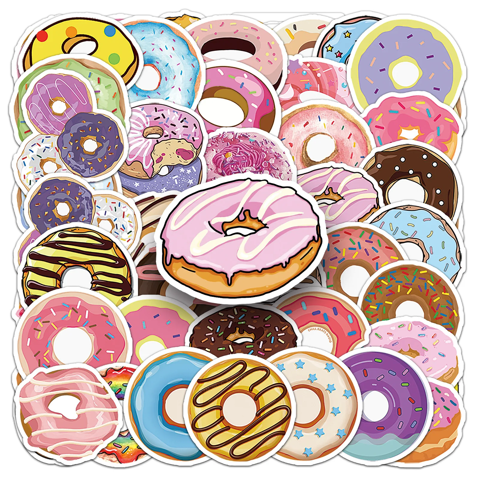 

50 Pcs donut cartoon graffiti Sticker DIY Decoratio phone Luggage Laptop Guitar Bike Skateboard fridge Toy waterpro sticker gift