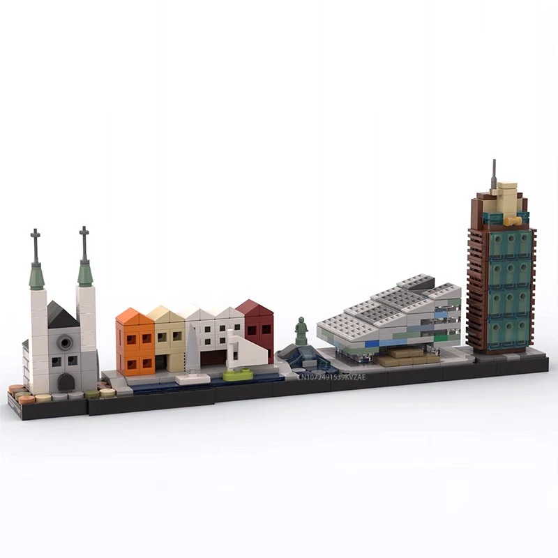 MOC City Skyline Series New York Detroit Philadelphia Bergen Cleveland City Architecture Decoration Building Blocks Toys Gift