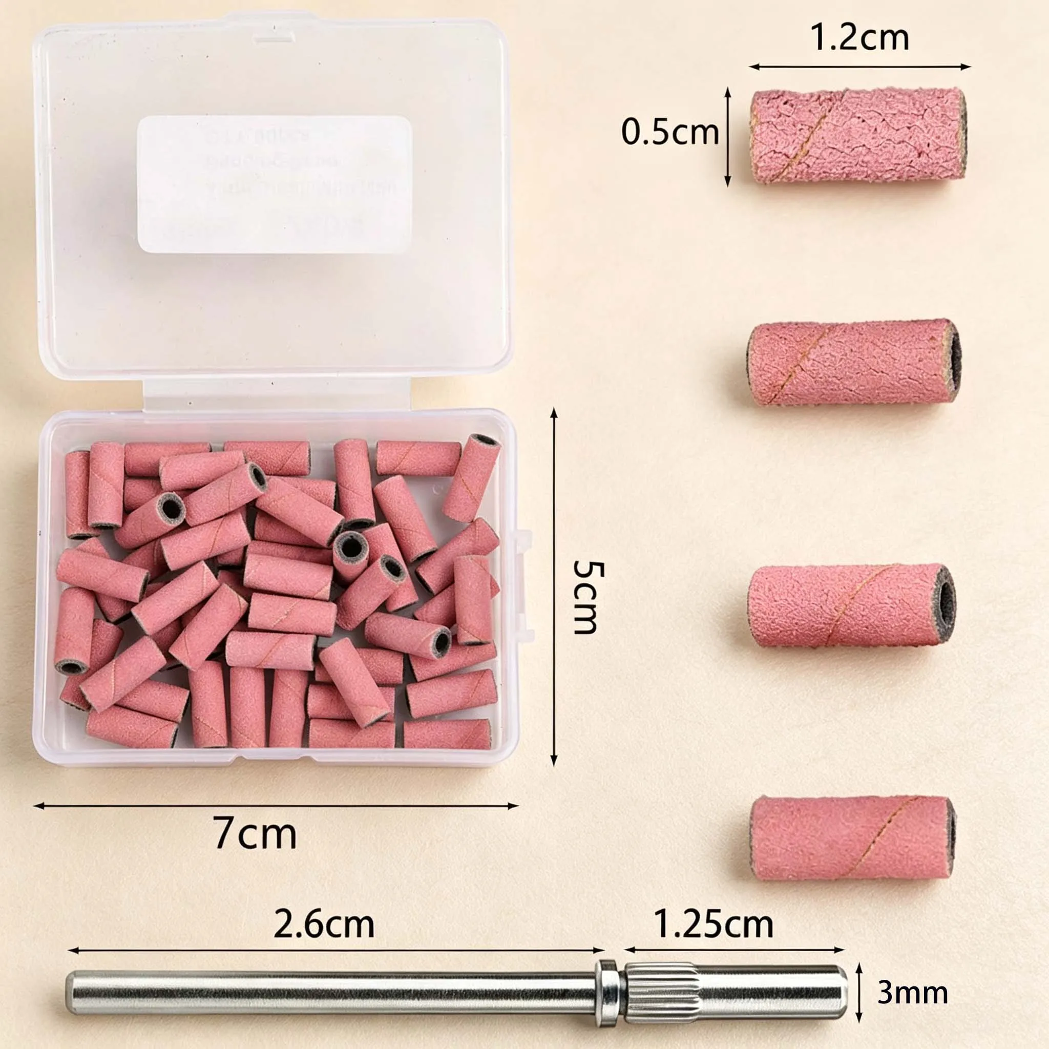 50pcs Sanding  Bands For Electric Manicure Machine, With Mandrel,80/150/180/240 Grit Nail Drill Grinding Bit Files Pedicure Tool view 6