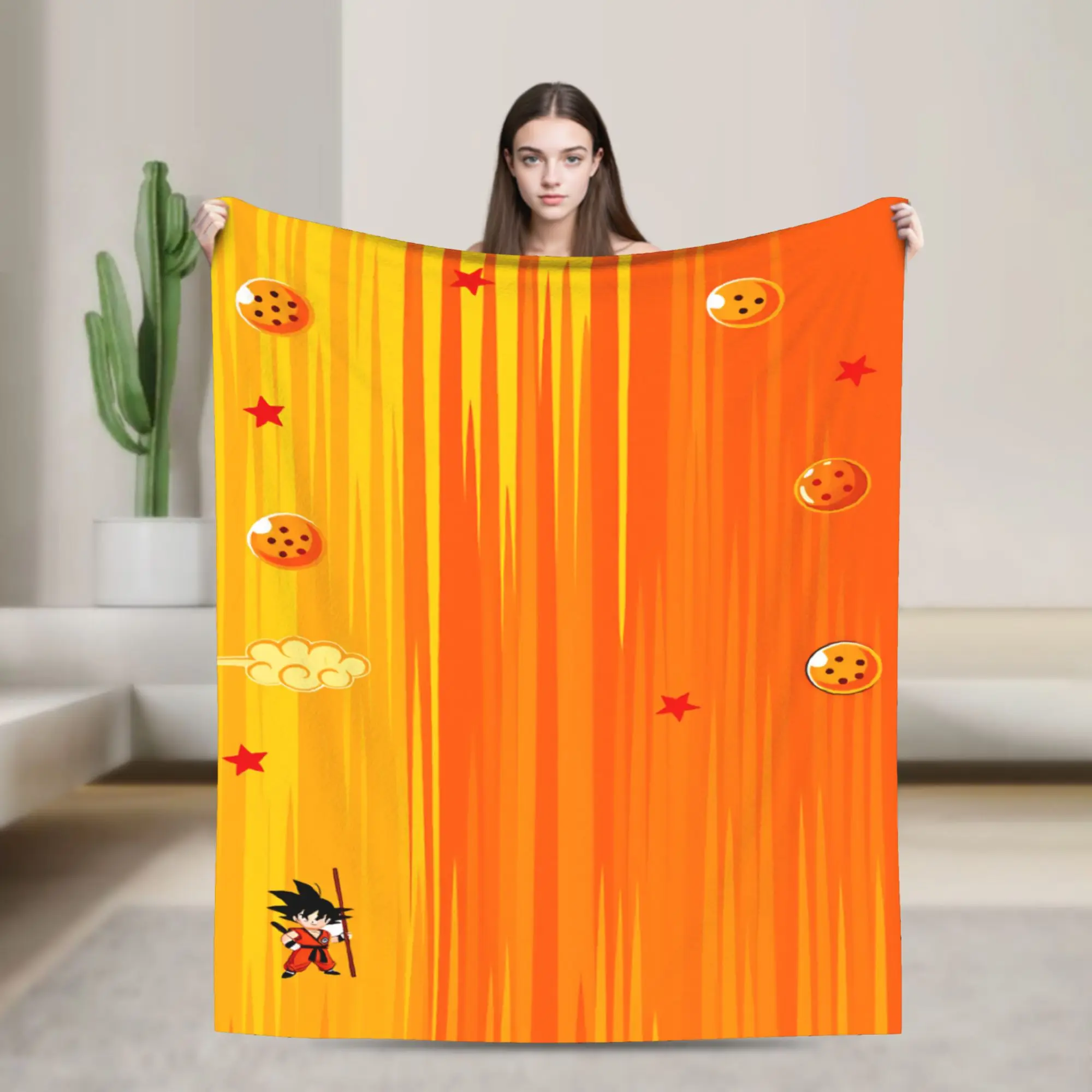Orange Aesthetic Dragon Ball Blankets  Super Soft Funny Plush Bedding Throws For Couch Bed Flannel Bedspread Bed Cover