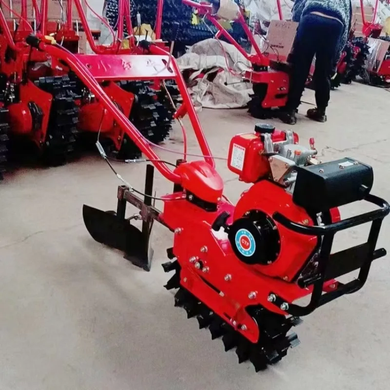 Low-Cost 8HP Two-Wheel Tractor With Plowing Attachment Compact Crawler-Type Power Tiller With Furrowing Kit