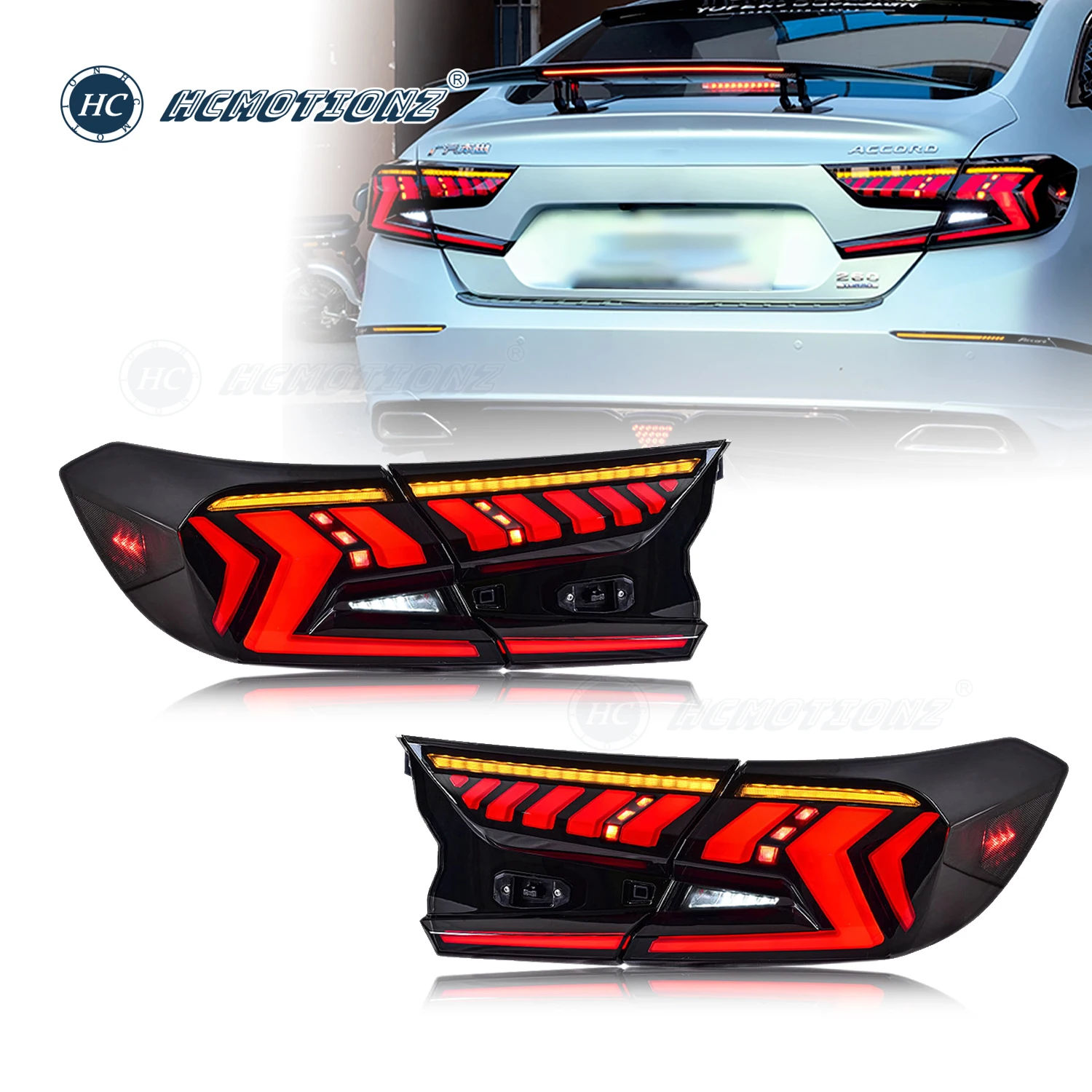 HCMOTONZ Tail Lamps Assembly for Honda Accord DRL Start up Animation LED Back Lights Rear Lamps 2018-2022 10th/10.5th Gen