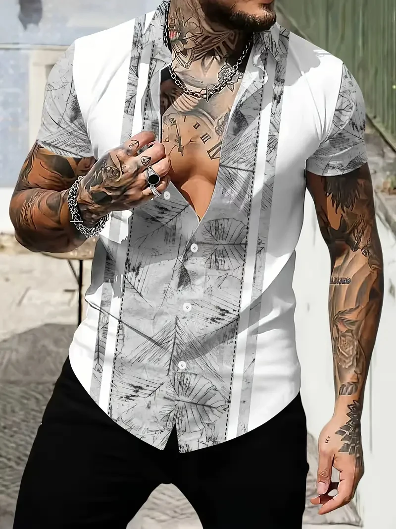 

Men's Short Sleeve Button Down Shirt Summer Plus Size Shirts 3D Print Hawaiian Shirts Beach Vacation Button Up Shirts For Man