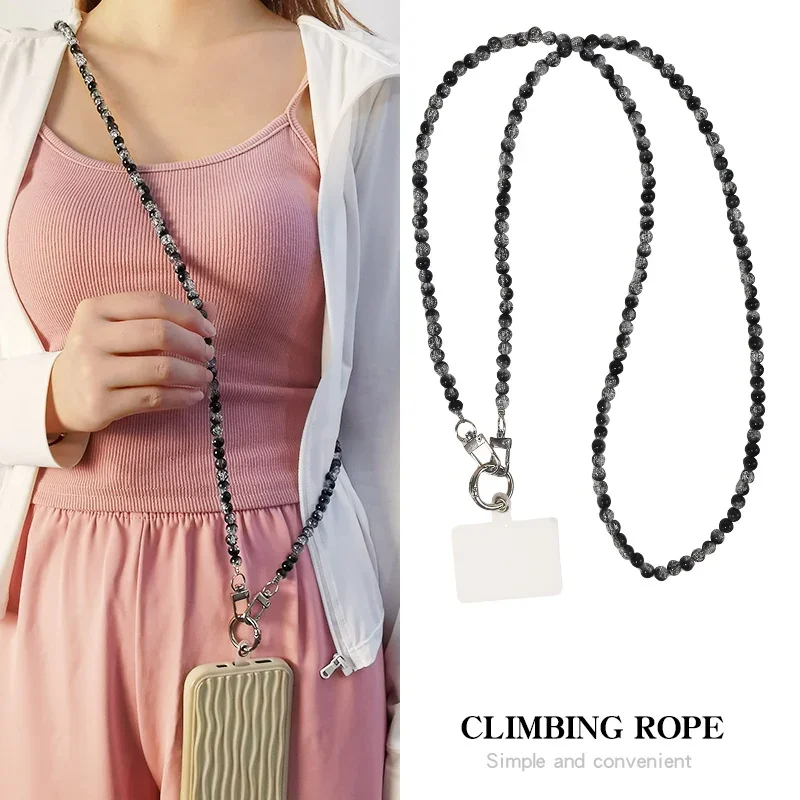 Mobile Phone Lanyard with Burst Beads and Contrasting Colors Can Be Worn on The Shoulder and Worn with A Phone Lanyard Pendant