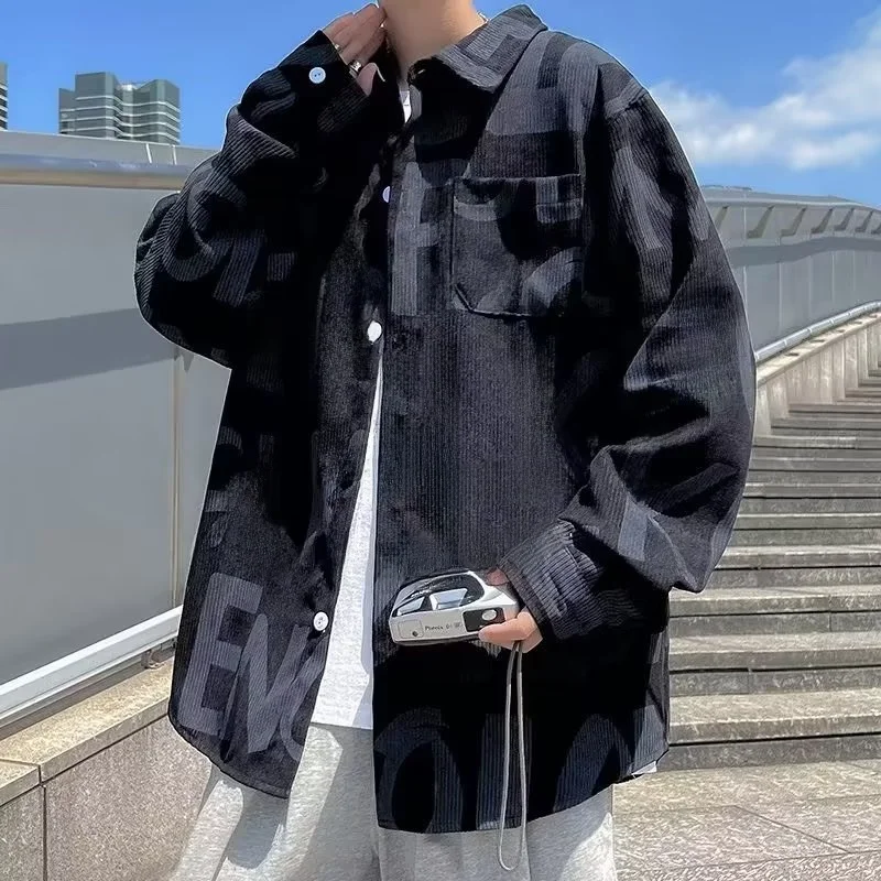 

Corduroy Long Sleeve Shirt Men's plus Size Loose Casual Style Spring Autumn New Arrival Fashionable Fat Guy Comfortable Shirt