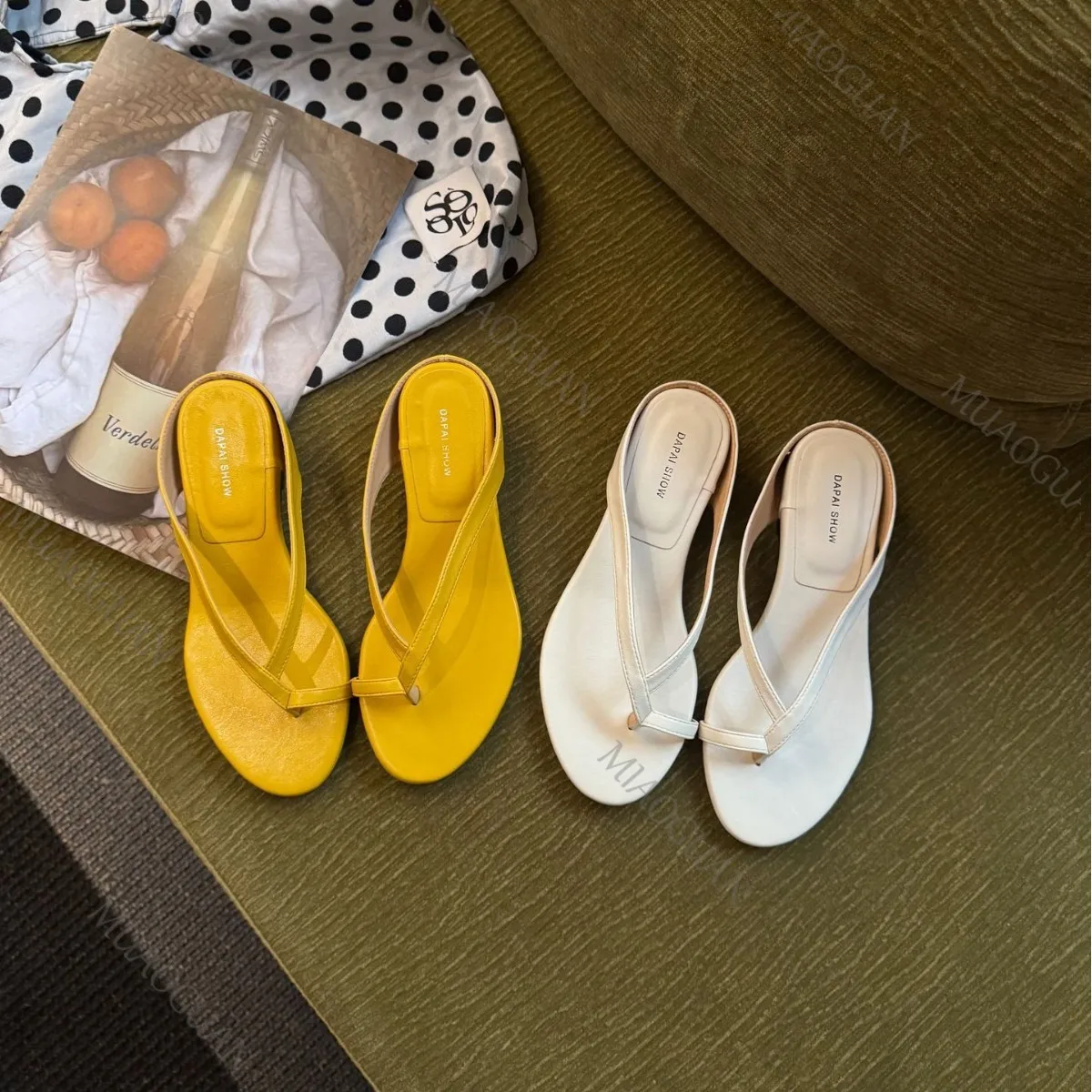 Mid Heels Women Flip Flops Elegant Summer Beach Vacation Ladies Slipper Cozy Casual Vacation Outside Fashion Sandals Slide Shoes