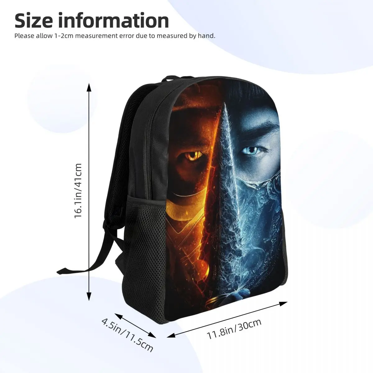 3D Print Mortal Kombat Scorpion Warrior Backpacks MKX Fighting Game School College Travel Bags Bookbag Fits 15 Inch Laptop