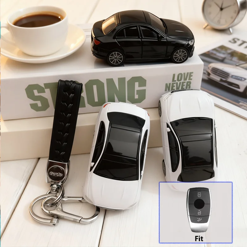 

Интересный чехол для ключей Mercedes Benz E Class, модель автомобиля, чехол для ключей GLC CLE CLA GLB GLS W177 AMG, чехол для удаленного автомобильного ключа, держатель