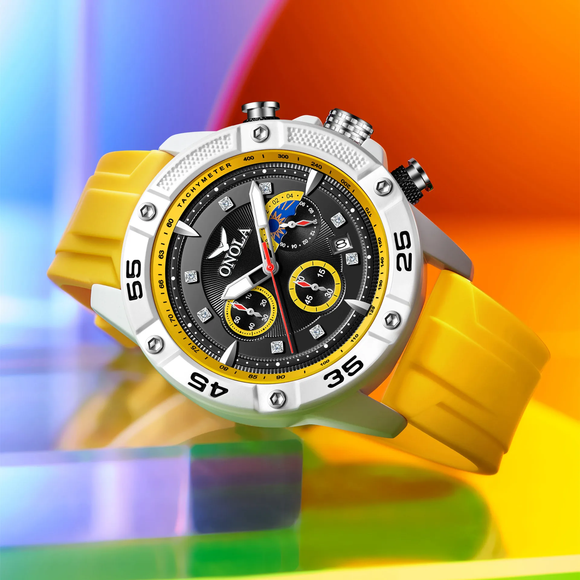 UTHAI CQ311 Fashionable Man watch night light, calendar, three eye design quartz waterproof luxury clock gift watches for man