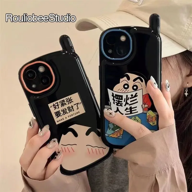 Crayon Shin-chan Cartoon 3d Retro Funny Telephone Case for IPhone 14 12 11 13 Pro Max XR XS Max 14pro Cartoon IMD Cover Gift