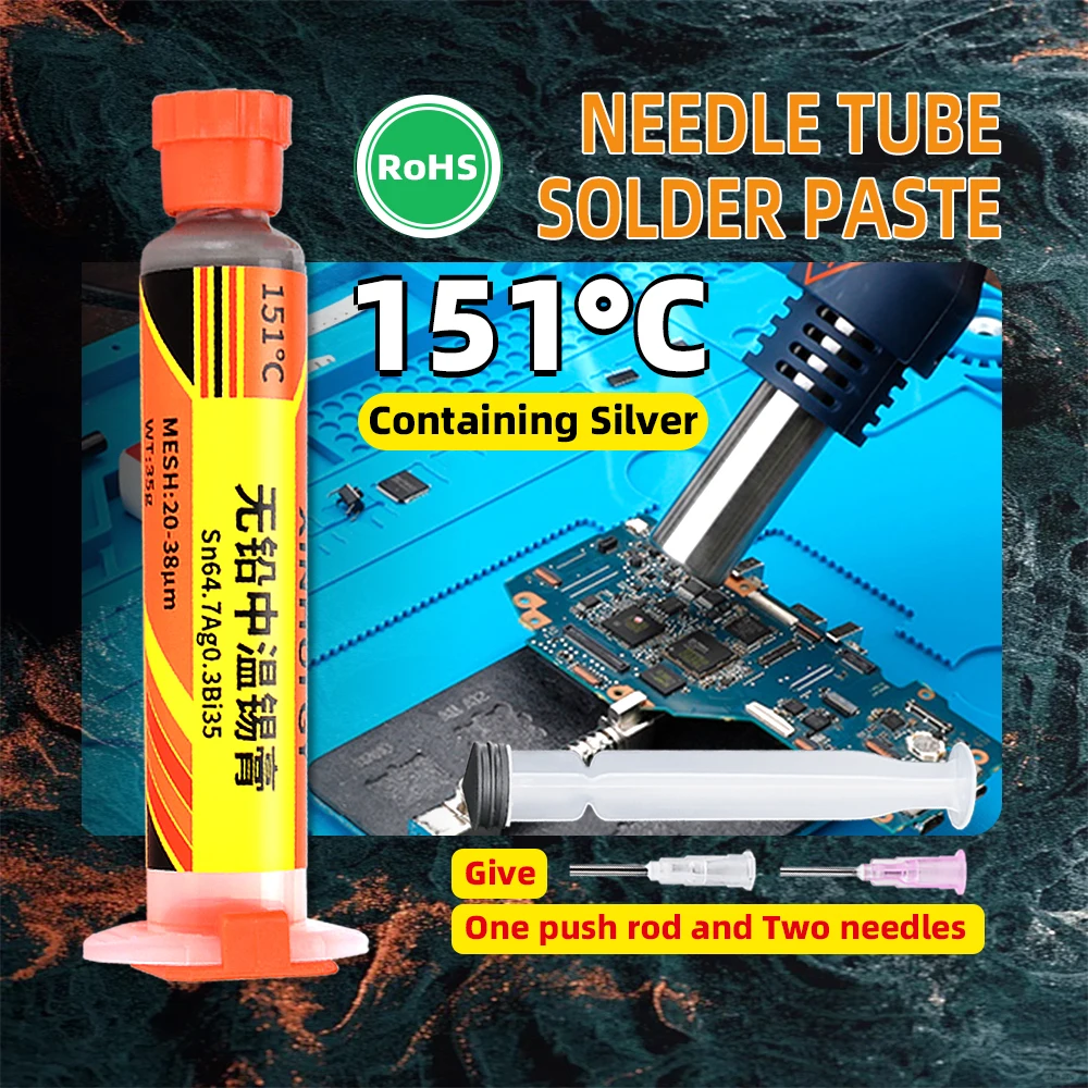 151 solder paste lead-free medium temperature solder paste electronic component chip BGA packaging SMT repair patch needle tube