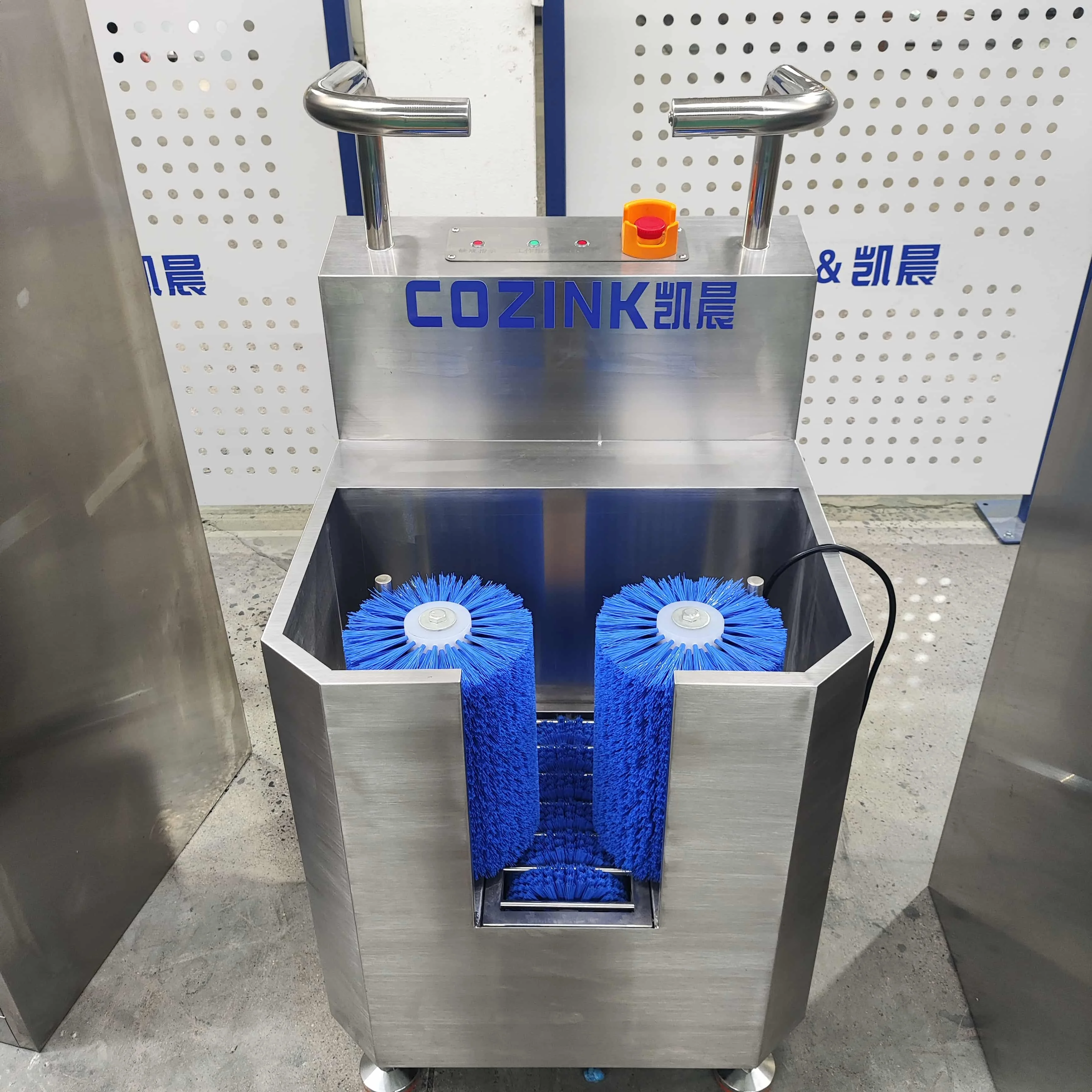 Space-Saving Automatic Boot Washer with Brush, Compact Shoe Cleaning Machine for Laboratory & Slaughterhouse Entrance