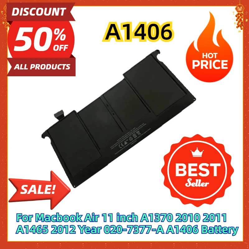 

For Macbook Air 11 inch A1370 2010 2011 A1465 2012 Year 020-7377-A A1406 Battery