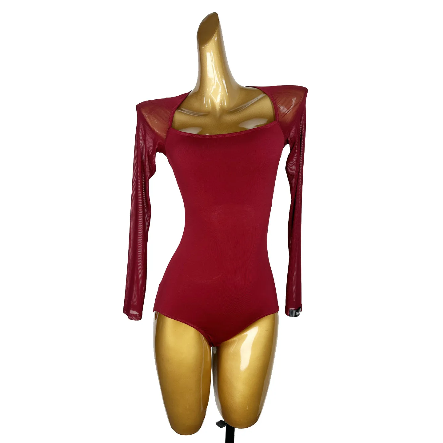 

2026 Новые топы для латинских танцев для женщин, сексуальное красное сетчатое боди для самбы, чачи, танго, одежда для взрослых, женская одежда для латинских танцев XH4005