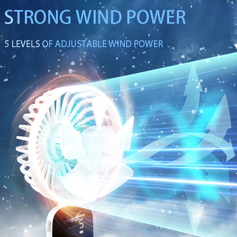 5 скоростей USB портативный мини-вентилятор Складные портативные вентиляторы тихий маленький вентилятор перезаряжаемый вентилятор с дисплеем
