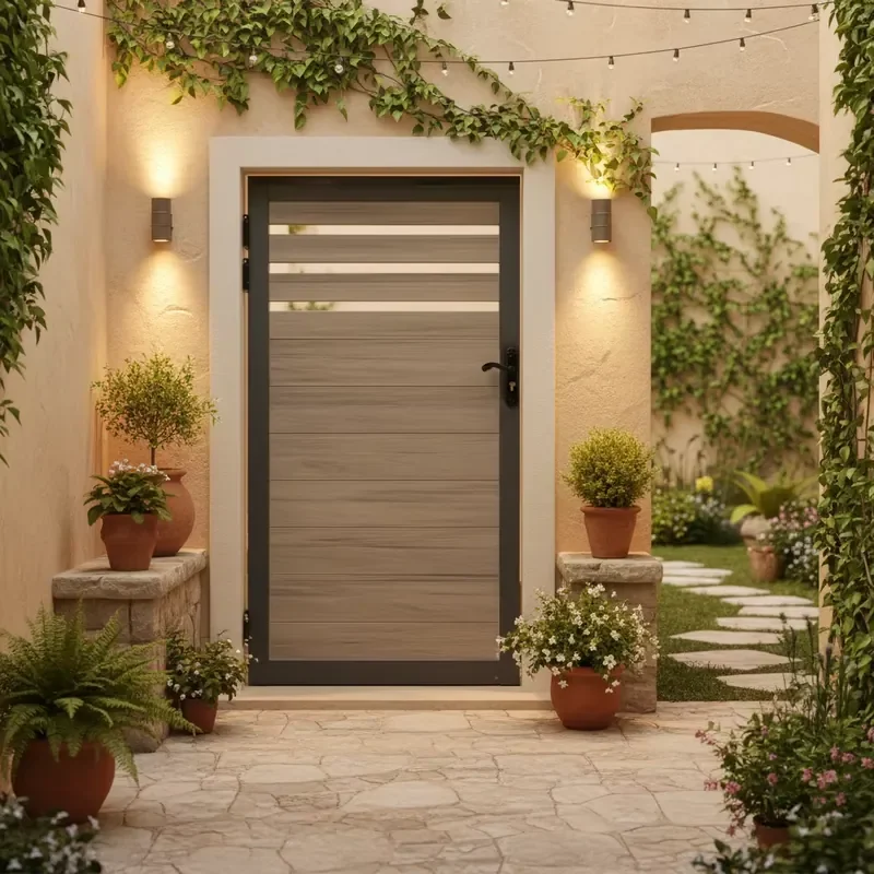 Modern Waterproof Garden Decorative Outdoor WPC Fence Gate with Finished Surface
