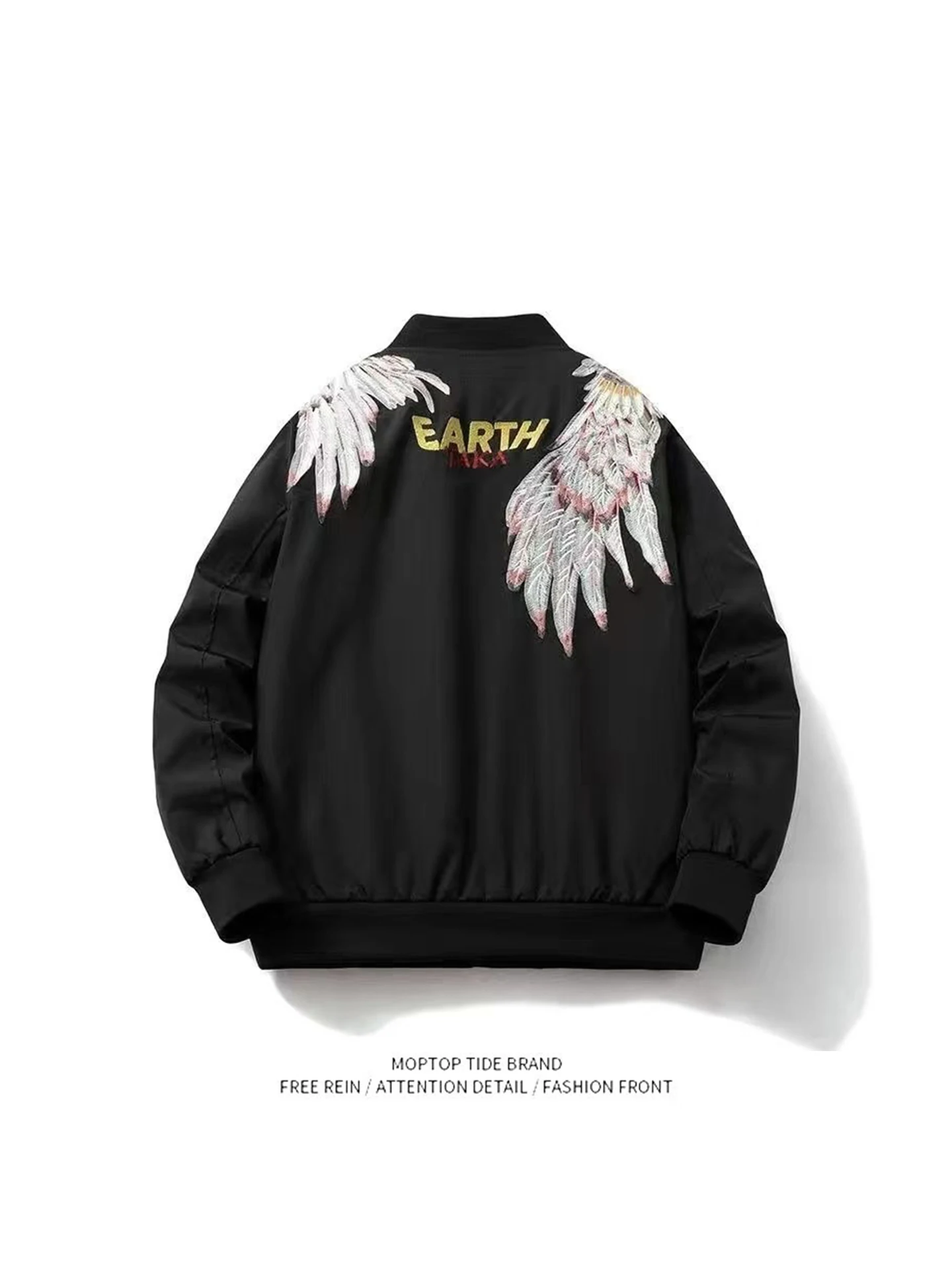 

Мужская модная куртка-пилот Sli в стиле хип-хоп с вышивкой и крыльями, свободный крой из полиэстера для пары