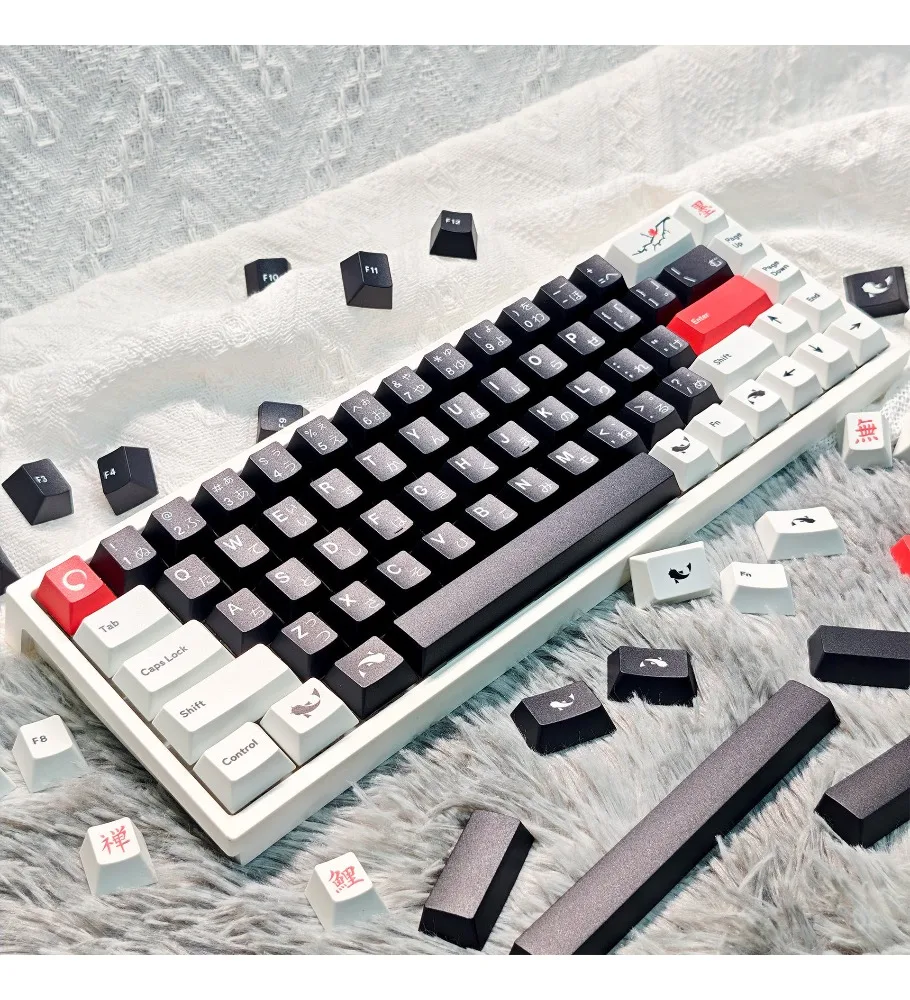 Ink-painted keycaps Original side-engraved light-transmitting PBT five-sided thermal sublimation mechanical keyboard cap